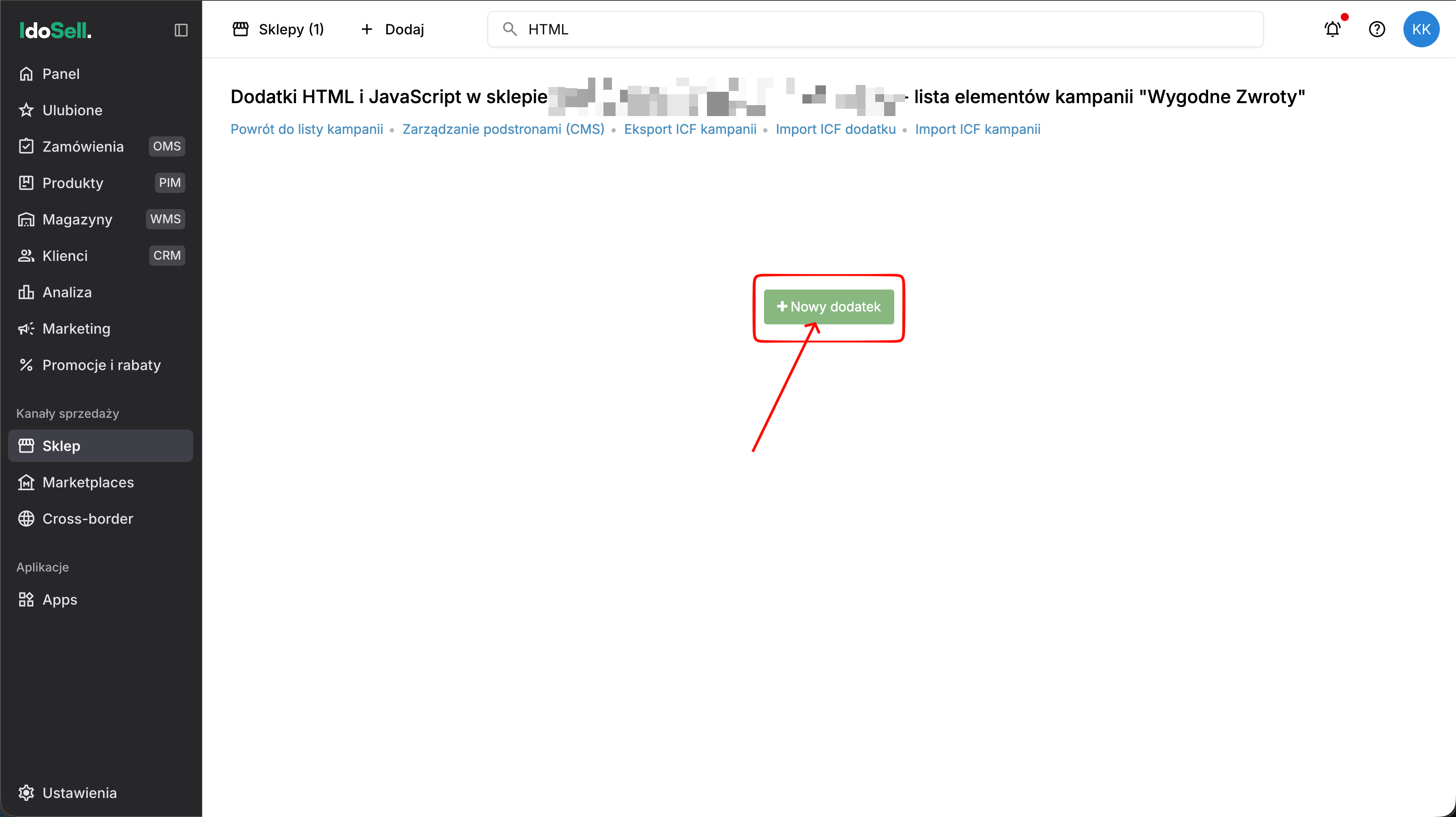 Dodawanie nowego dodatku HTML i JavaScript