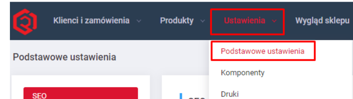 Przejście do Podstawowych ustawień z menu Ustawienia