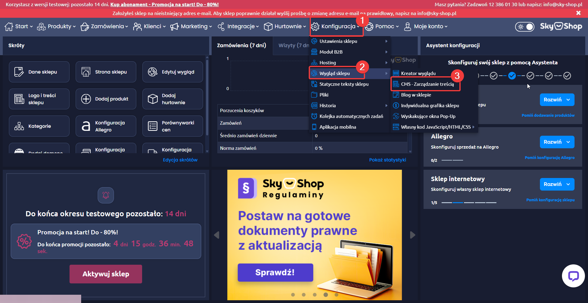 Przejście do CMS - Zarządzanie treścią w konfiguracji Sky-Shop